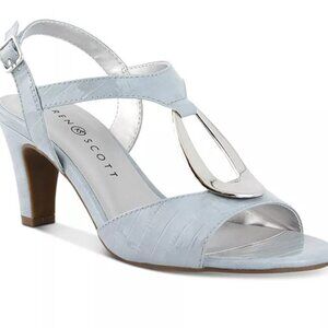 Karen Scott Light Blue T-Strap Sandals with Metallic Detail Size 8